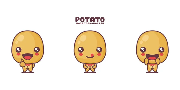 Potato Cartoon Mascot Illustration Different Expressions Isolated White Background — Wektor stockowy