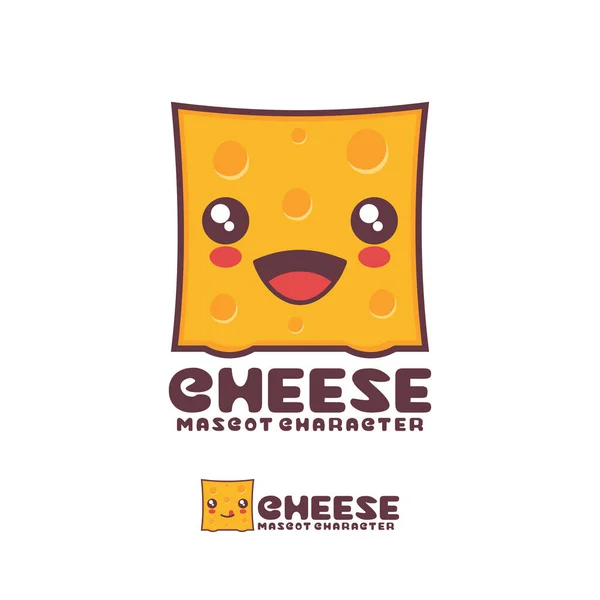 Cheese Slices Cartoon Illustration Happy Expression Suitable Logos Prints Stickers — Image vectorielle