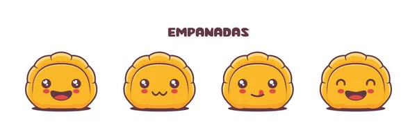 Empanadas Rajzfilm Illusztráció Különböző Arckifejezésekkel Alkalmas Ikonok Logók Nyomatok Matricák — Stock Vector