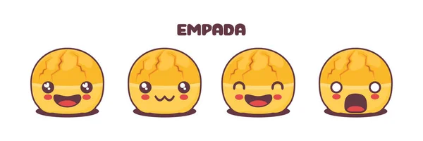 Vector Empada Cartoon Illustration Brazilian Snacks Different Facial Expressions Suitable — Stock vektor