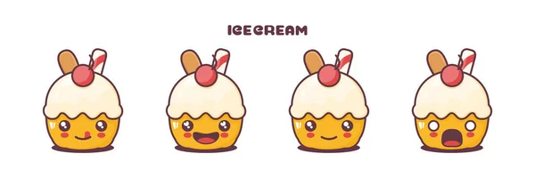 Vector Ice Cream Cartoon Mascot Different Facial Expressions Suitable Icons Wektory Stockowe bez tantiem