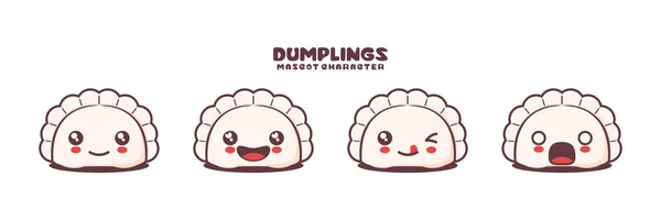 Cute Dumplings Cartoon Mascot Different Facial Expressions Suitable Icons Logos Wektory Stockowe bez tantiem