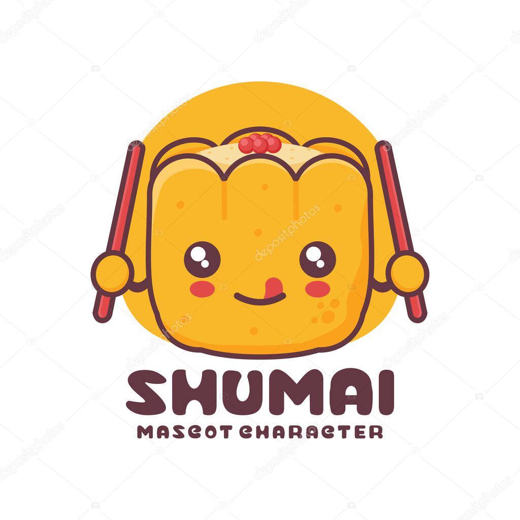 vector shumai cartoon mascot, asian dumpling illustration, suitable for, logos, prints, stickers, etc, isolated on a white background.