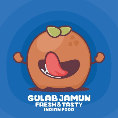 Gulab jamun cartoon. vector illustration of traditional indian food. with a funny mouth expression