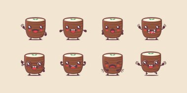 Lassi çizgi film içer. Hindistan ya da Pakistan 'dan taze içeceğin vektör çizimi. Sevimli çizgi film