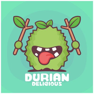 Durian çizgi filmi. Meyvenin vektör illüstrasyonu. Komik bir ifadeyle.