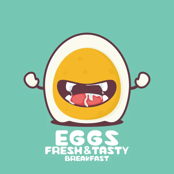 Boiled Eggs Cartoon Vector Illustration Fast Food Breakfast Healthy Food — Vettoriale Stock