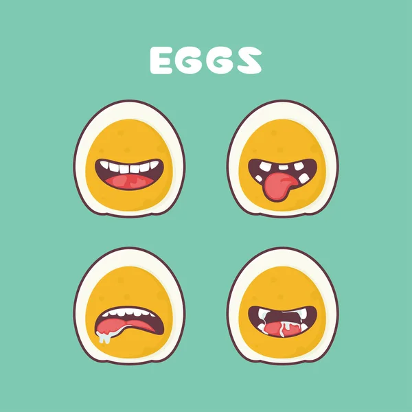 Boiled Eggs Cartoon Vector Illustration Fast Food Breakfast Healthy Food — Vettoriale Stock