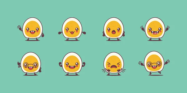 Huevos Cocidos Dibujos Animados Vector Ilustración Comida Rápida Desayuno Comida — Archivo Imágenes Vectoriales