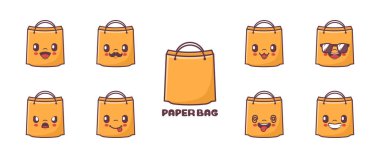 paper bag cartoon vector illustration. symbols, emoticons, cartoons. isolated on a white background