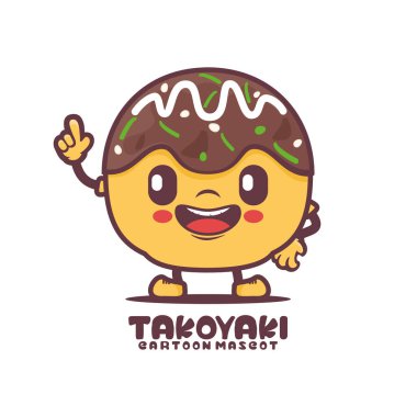 takoyaki cartoon mascot. japanese food vector illustration. isolated on a white background