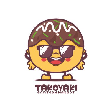 takoyaki cartoon mascot. japanese food vector illustration. isolated on a white background