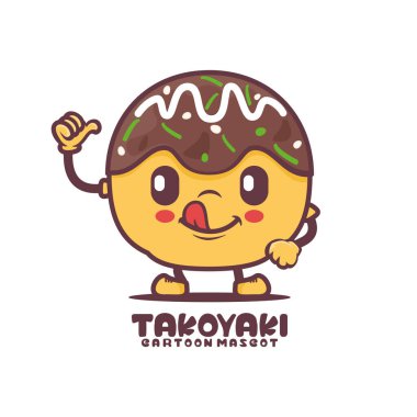 takoyaki cartoon mascot with thumbs up. japanese food vector illustration. isolated on a white background