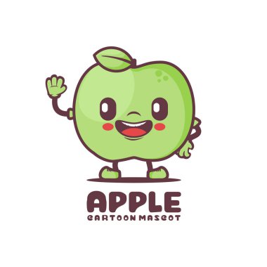 green apple cartoon. fresh fruit vector illustration. isolated on a white background