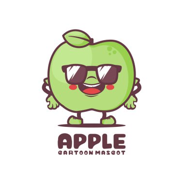 green apple cartoon. fresh fruit vector illustration. isolated on a white background