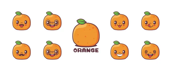 Orange Fruit Cartoon Vector Illustration Icon Emoticons Cartoons Isolated White — Stock Vector