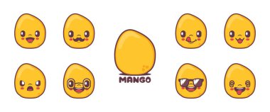 mango fruit cartoon. fresh fruit vector illustration. icon, emoticons, cartoons. isolated on a white background