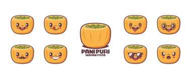 panipuri cartoon. traditional indian food vector illustration. icon, emoticons, cartoons. isolated on a white background