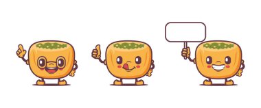 panipuri cartoon mascot. traditional indian food vector illustration, with different poses and expressions. isolated on a white background