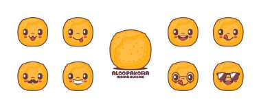 Aloo Pakora cartoon. traditional indian food vector illustration. icon, emoticons, cartoons. isolated on a white background