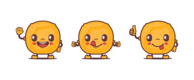 Aloo Pakora cartoon mascot. traditional indian food vector illustration, with different poses and expressions. isolated on a white background