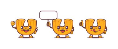 Macaroni cartoon. italian pasta vector illustration, with different poses and expressions. isolated on a white background