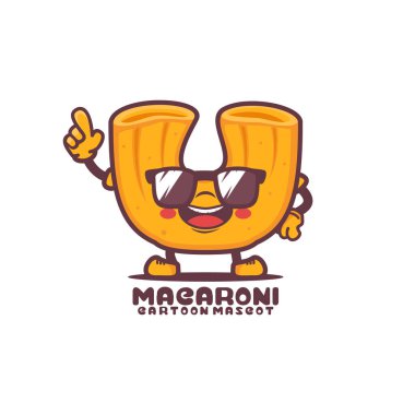 Macaroni cartoon mascot. italian pasta vector illustration. isolated on a white background