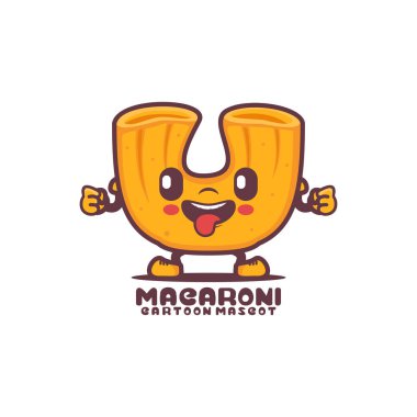 Macaroni cartoon mascot. italian pasta vector illustration. isolated on a white background