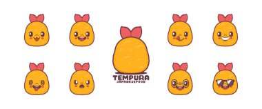 Tempura cartoon. Japanese food vector illustration. icon, emoticons, cartoons. isolated on a white background