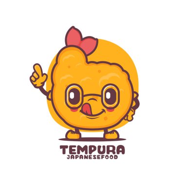 Cute Tempura cartoon mascot. Japanese food vector illustration. isolated on a white background