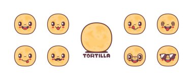 Tortilla cartoon. food vector illustration. icon, emoticons, cartoons. isolated on a white background