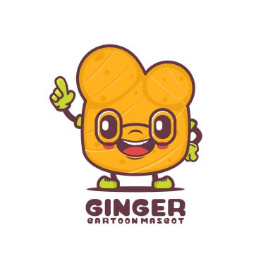 ginger cartoon mascot. plant vector illustration. isolated on a white background
