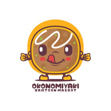 Okonomiyaki cartoon mascot. Japanese food vector illustration. isolated on a white background