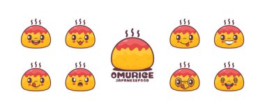 Omurice cartoon. Japanese food vector illustration. icon, emoticons, cartoons. isolated on a white background
