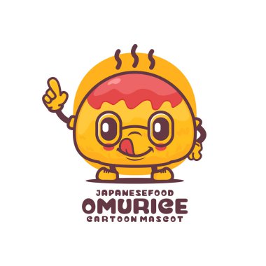 Omurice cartoon mascot. Japanese food vector illustration. isolated on a white background