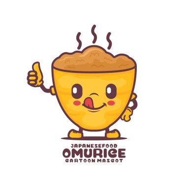 cute omurice cartoon mascot. Japanese food vector illustration. isolated on a white background