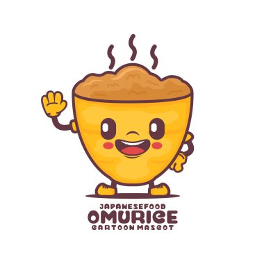 cute omurice cartoon mascot. Japanese food vector illustration. isolated on a white background