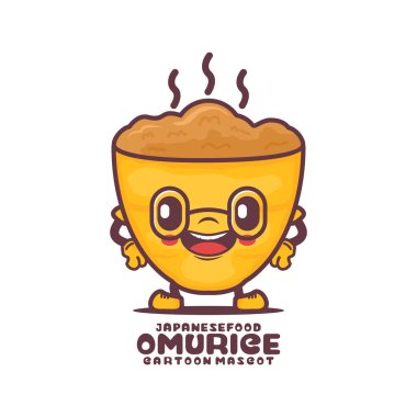 cute omurice cartoon mascot. Japanese food vector illustration. isolated on a white background