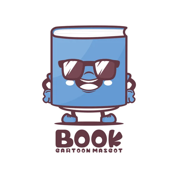 Cute Book Cartoon Vector Illustration Cool Expression Isolated White Background — Wektor stockowy