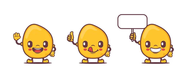Mango Fruit Cartoon Mascot Fresh Fruit Vector Illustration Different Poses — Stockvector
