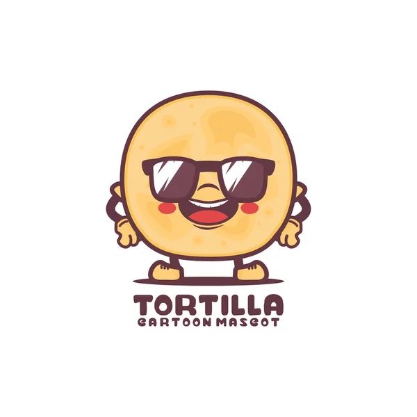 Tortilla Cartoon Mascot Food Vector Illustration Isolated White Background Royaltyfria Stockvektorer