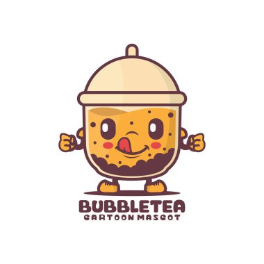 Bubble tea cartoon mascot. fresh drink vector illustration. isolated on a white background