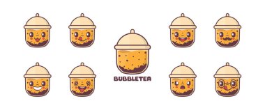 Bubble tea cartoon. fresh drink vector illustration. icon, emoticons, cartoons. isolated on a white background
