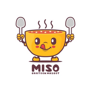 miso soup cartoon. food vector illustration. isolated on a white background