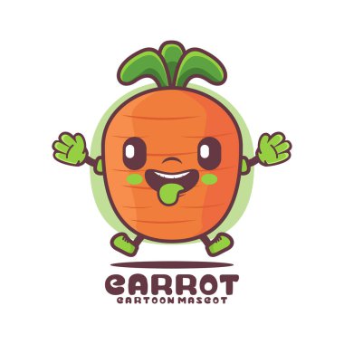 carrot cartoon mascot. vegetable vector illustration. isolated on a white background