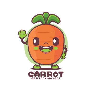 carrot cartoon mascot. vegetable vector illustration. isolated on a white background