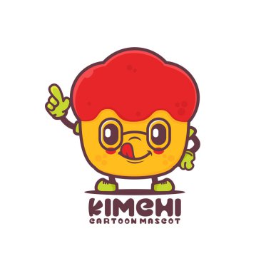 cute kimchi cartoon mascot. korean traditional food vector illustration. isolated on a white background