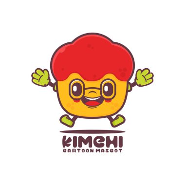 cute kimchi cartoon mascot. korean traditional food vector illustration. isolated on a white background