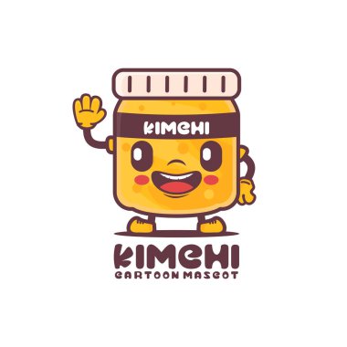 kimchi bottle cartoon mascot. korean traditional food vector illustration. isolated on a white background