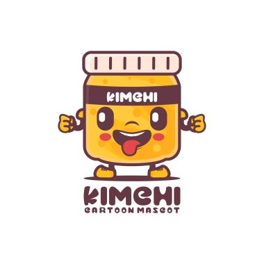 kimchi bottle cartoon mascot. korean traditional food vector illustration. isolated on a white background
